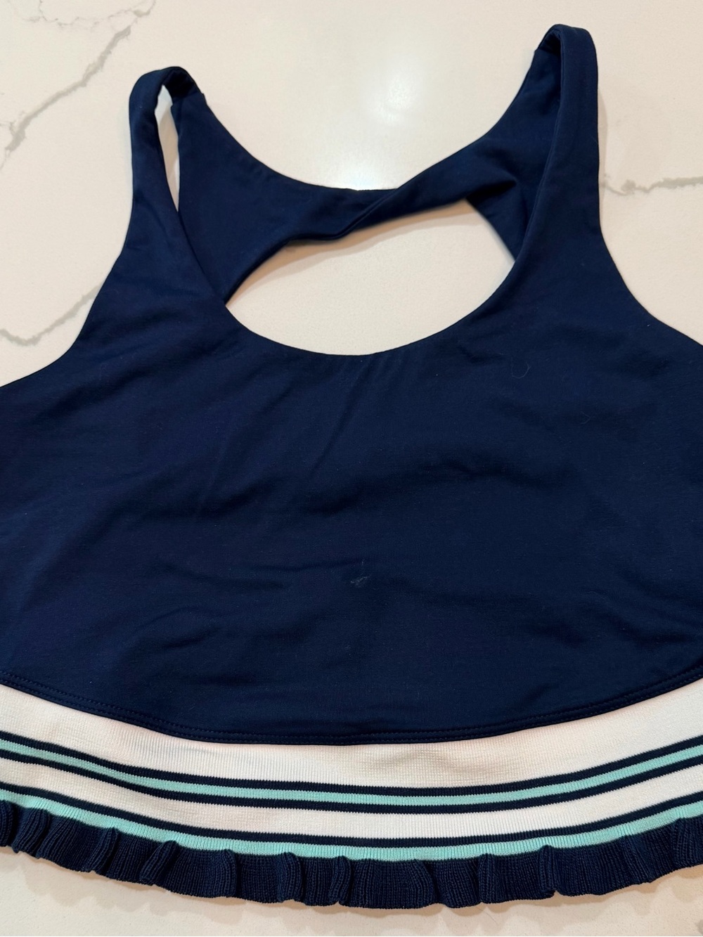 Free People Women's Navy Athletic Bralette with Striped Hem